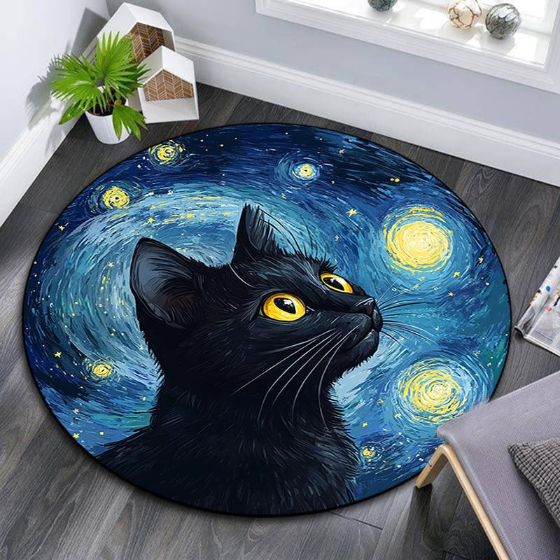 Starry Night Black Cat Round Area Rug,Carpet Rug for Living Room Bedroom Sofa Playroom Decor,Non-slip Floor Mat 80cmx80cm
Starry Night Black Cat Round Area Rug,Carpet Rug for Living Room Bedroom Sofa Playroom Decor,Non-slip Floor Mat 80cmx80cm