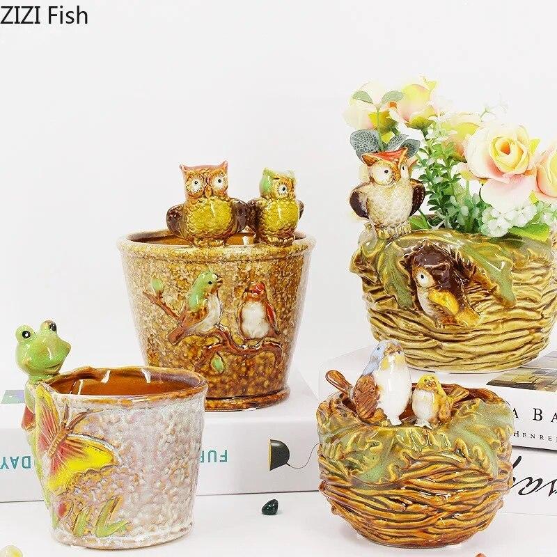 Домашние керамические цветочные горшки с животными, сочные горшки, настольные украшения, горшки для растений бонсай, садовые принадлежности, садовые горшки, кашпо, ваза
Домашние керамические цветочные горшки с животными, сочные горшки, настольные украшения, горшки для растений бонсай, садовые принадлежности, садовые горшки, кашпо, ваза