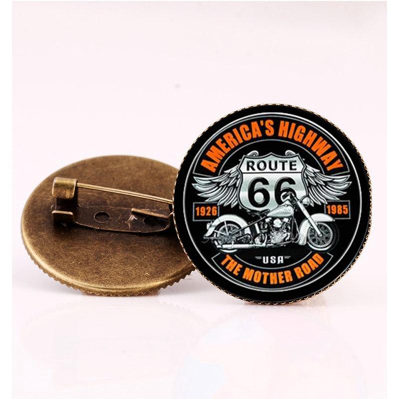 Classic USA High Way ROUTE 66 Brooch Pin Vintage Round Motorcycle Glass Brooches For Men Women
Classic USA High Way ROUTE 66 Brooch Pin Vintage Round Motorcycle Glass Brooches For Men Women
