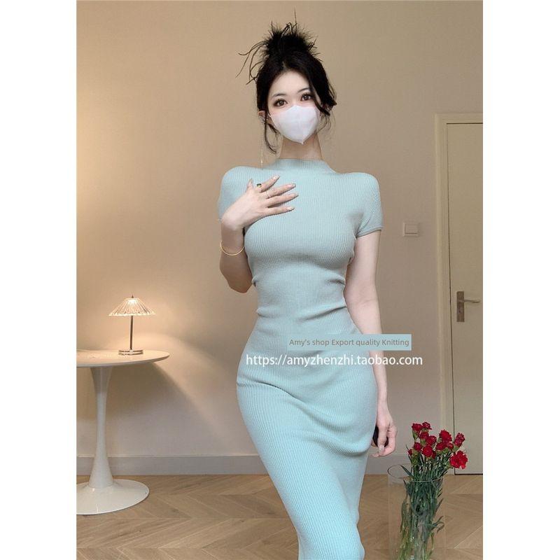 2024 Summer Silm Slim Looking Ice Silk Split Dress Blue-Green M
2024 Summer Silm Slim Looking Ice Silk Split Dress Blue-Green M