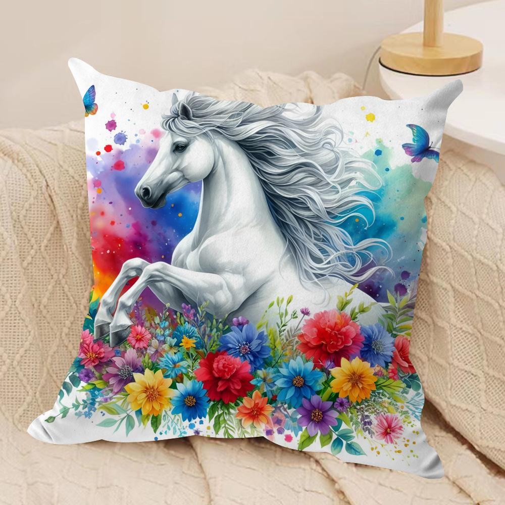 Watercolor Horse Floral Cushion Cover Soft Plush Fabric DoubleSided Printed Cushion Covers for All Seasons Modern Home Decor 30x30cm
Watercolor Horse Floral Cushion Cover Soft Plush Fabric DoubleSided Printed Cushion Covers for All Seasons Modern Home Decor 30x30cm