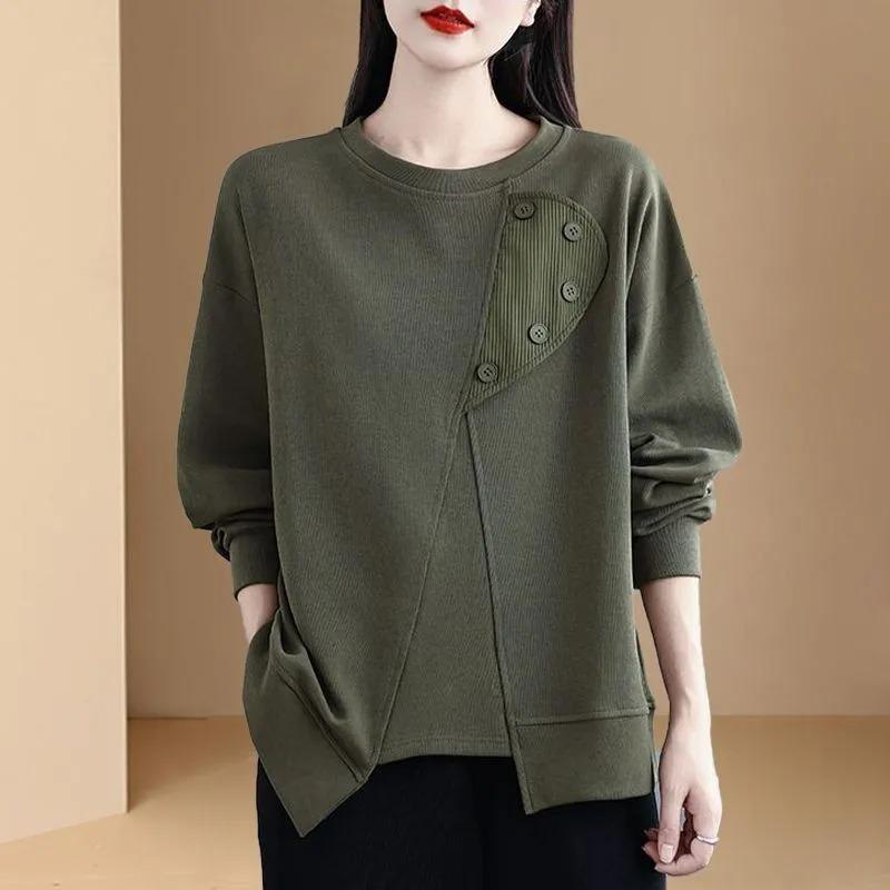 Spring and Autumn New Style Round Neck Button Design Long Sleeve Irregular Sweater Loose Fashionable Large Size Women s Top L зелёный
Spring and Autumn New Style Round Neck Button Design Long Sleeve Irregular Sweater Loose Fashionable Large Size Women s Top L зелёный