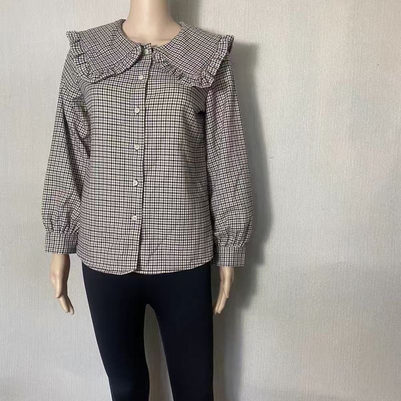 Brand Cut Label Doll Collar Gingham Long Sleeves Shirt Women s Short Classic Style Preppy Style Western Style Spring and Autumn Light brown Gingham S
Brand Cut Label Doll Collar Gingham Long Sleeves Shirt Women s Short Classic Style Preppy Style Western Style Spring and Autumn Light brown Gingham S