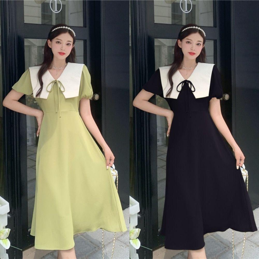 High Waist Sweet Bowknot Dress A-line Puff Sleeve Sundress Fashion Dresses Women Vacation L зелений
High Waist Sweet Bowknot Dress A-line Puff Sleeve Sundress Fashion Dresses Women Vacation L зелений