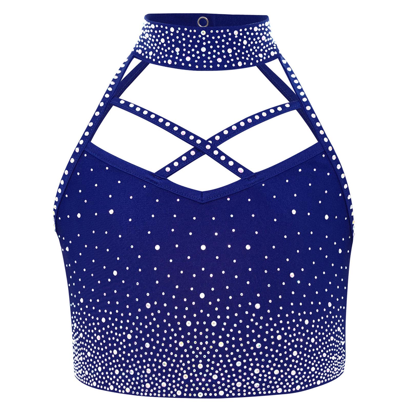 Girls Halter Crop Top Sleeveless Cross Front Backless Sparkling Rhinestones Dance Gymnastics Costume 5-6 Years темно-синього кольору
Girls Halter Crop Top Sleeveless Cross Front Backless Sparkling Rhinestones Dance Gymnastics Costume 5-6 Years темно-синього кольору