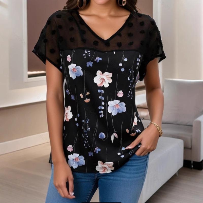 Women s T-shirt with Floral Daily Print White Short Sleeved Fashion Round Neck Summer T-Shirts 5XL синій
Women s T-shirt with Floral Daily Print White Short Sleeved Fashion Round Neck Summer T-Shirts 5XL синій