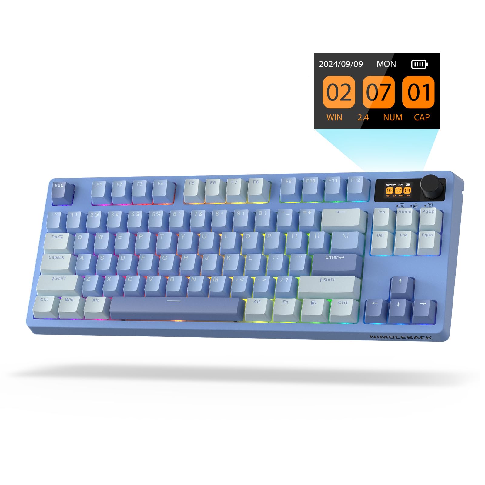 LTC Nimbleback NB841 PRO 75% Wireless Mechanical Keyboard with Display Screen and Knobs, 2.4GBTUSB-C Wired RGB 84 Key Gaming Keyboard, 3-Layer
LTC Nimbleback NB841 PRO 75% Wireless Mechanical Keyboard with Display Screen and Knobs, 2.4GBTUSB-C Wired RGB 84 Key Gaming Keyboard, 3-Layer