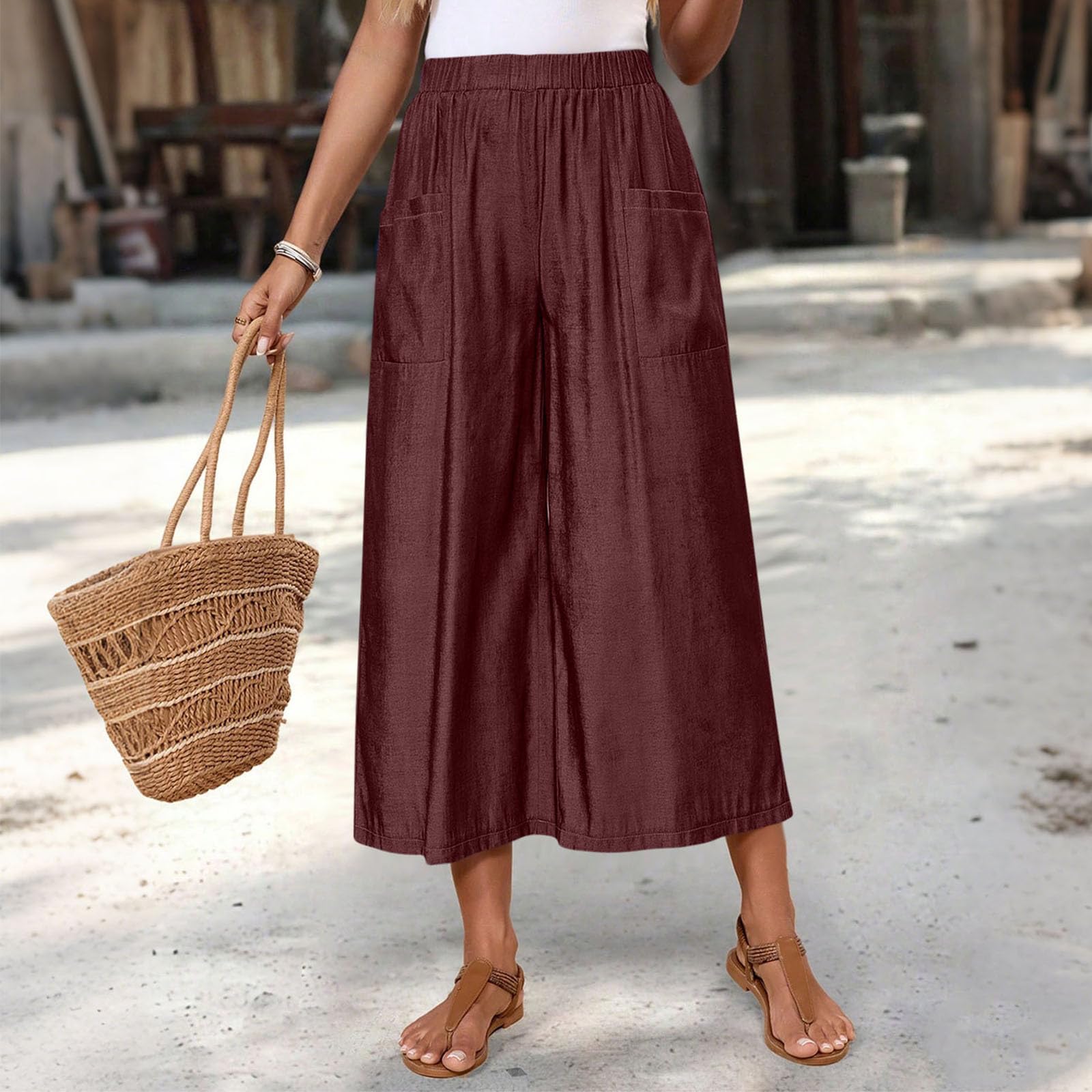 Women s Fashionable Color Elastic Waisted Loose Casual Pants With Pockets And Seven Inch Wide Leg Pants XL винний
Women s Fashionable Color Elastic Waisted Loose Casual Pants With Pockets And Seven Inch Wide Leg Pants XL винний
