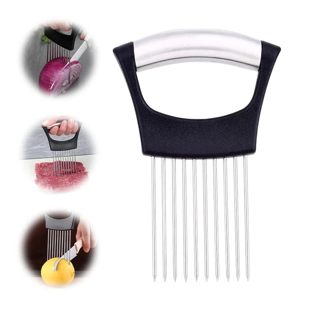 Помощник по нарезке еды, держатель для лука из нержавеющей стали, кухонные гаджеты, простая и быстрая нарезка для томатов и лимонов, нарезка мяса для домашнего использования