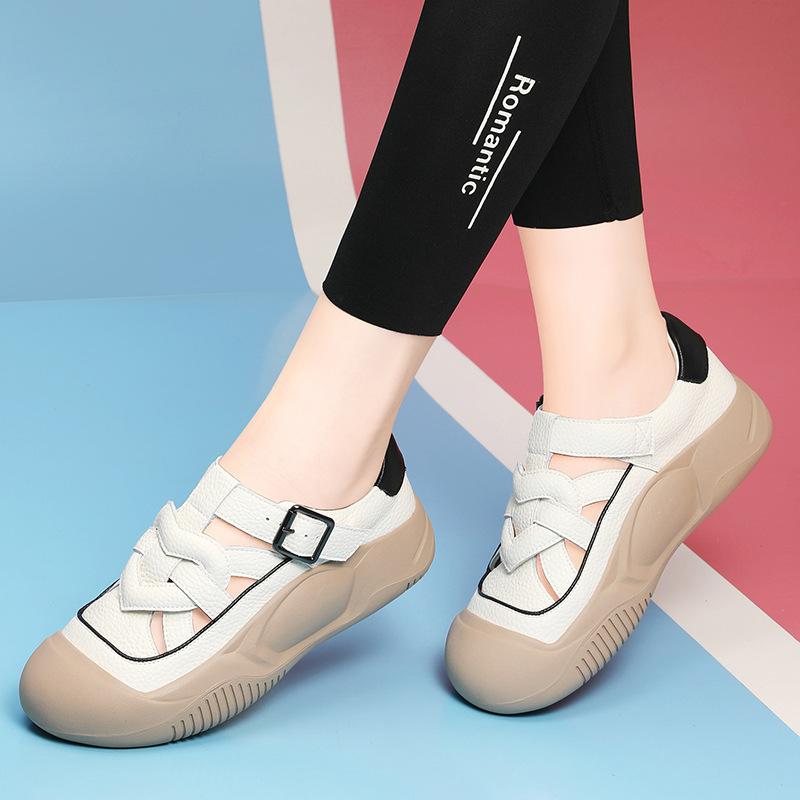 Сандалии из натуральной кожи для женщин с мягкой подошвой, летние, новые, модные и универсальные, дышащие, на толстой подошве, с приподнятым экстерьером, спортивная и повседневная обувь 37
Сандалии из натуральной кожи для женщин с мягкой подошвой, летние, новые, модные и универсальные, дышащие, на толстой подошве, с приподнятым экстерьером, спортивная и повседневная обувь 37