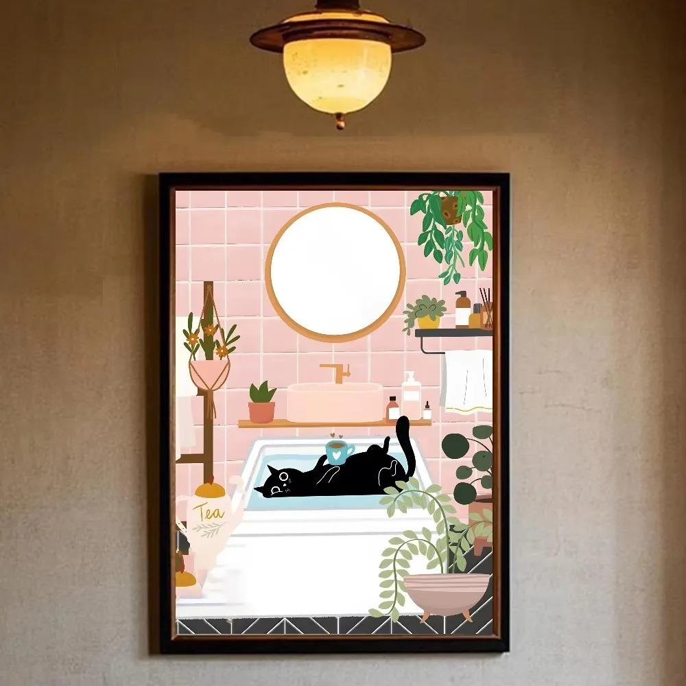 Funny Black Cat Reading Newspapers on The Toilet Canvas Print Green Pink Animal Wall Art Poster for Modern Bathroom Home Decor 20x30cm
Funny Black Cat Reading Newspapers on The Toilet Canvas Print Green Pink Animal Wall Art Poster for Modern Bathroom Home Decor 20x30cm