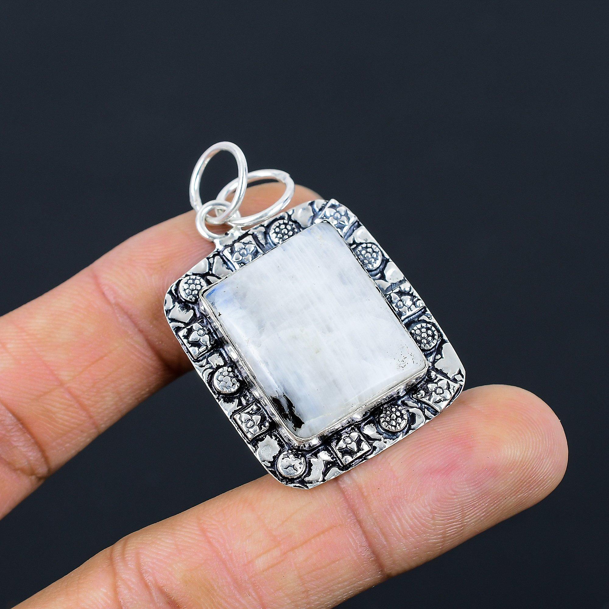 Easter Deal Sterling Silver Square Natural Rainbow Moonstone Wife Unique Pendant
Easter Deal Sterling Silver Square Natural Rainbow Moonstone Wife Unique Pendant