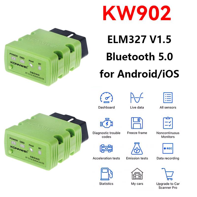 KONNWEI KW902 Bluetooth 5.0 ELM327 V1.5 Auto Scanner OBD2 Car Diagnostic Tools ELM 327 V 1 5 OBD 2 Code Reader For Android iOS зелений
KONNWEI KW902 Bluetooth 5.0 ELM327 V1.5 Auto Scanner OBD2 Car Diagnostic Tools ELM 327 V 1 5 OBD 2 Code Reader For Android iOS зелений