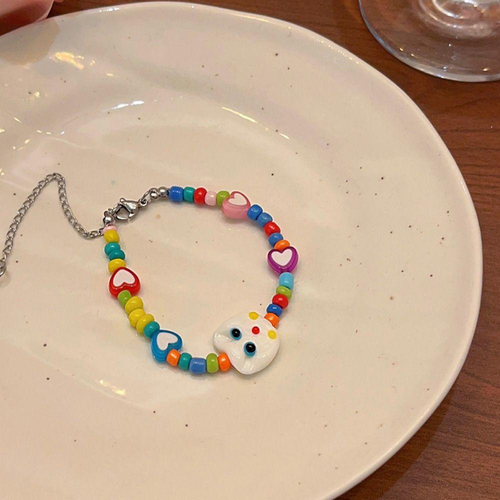 Ожерелье Bohemia Dopamine с рисунком кошки конфетного цвета, браслет ручной работы для парней и девушек, браслеты для девочек 
Ожерелье Bohemia Dopamine с рисунком кошки конфетного цвета, браслет ручной работы для парней и девушек, браслеты для девочек