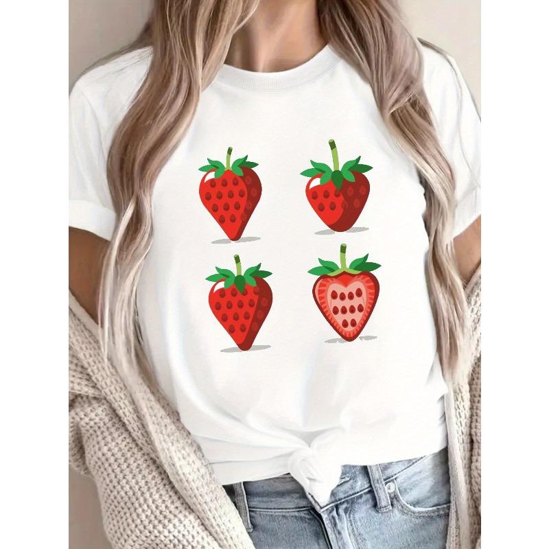 Women s Strawberry Print Crew Neck Short Sleeve Casual Spring Summer T-Shirt S белый
Women s Strawberry Print Crew Neck Short Sleeve Casual Spring Summer T-Shirt S белый