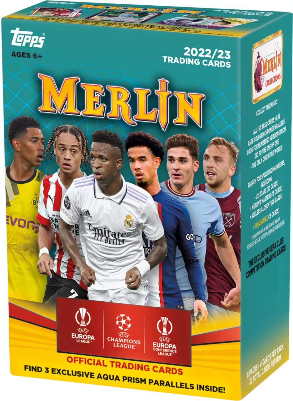Topps Merlin Chrome UEFA Champion Soccer Card Blaster Box 32 Soccer Cards per Blaster 2022-2023 - Box.
Topps Merlin Chrome UEFA Champion Soccer Card Blaster Box 32 Soccer Cards per Blaster 2022-2023 - Box.