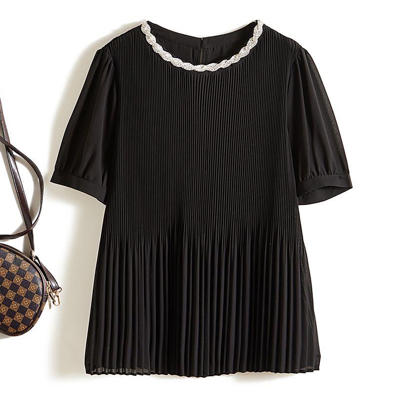 Japan Foreign Trade Order! Sanzhai Top ~ Temperament Women Pleat High Elastic round Neck Small A Word Flash Diamond Collar T-shirt Summer Black Thousand Yuan Export List L
Japan Foreign Trade Order! Sanzhai Top ~ Temperament Women Pleat High Elastic round Neck Small A Word Flash Diamond Collar T-shirt Summer Black Thousand Yuan Export List L