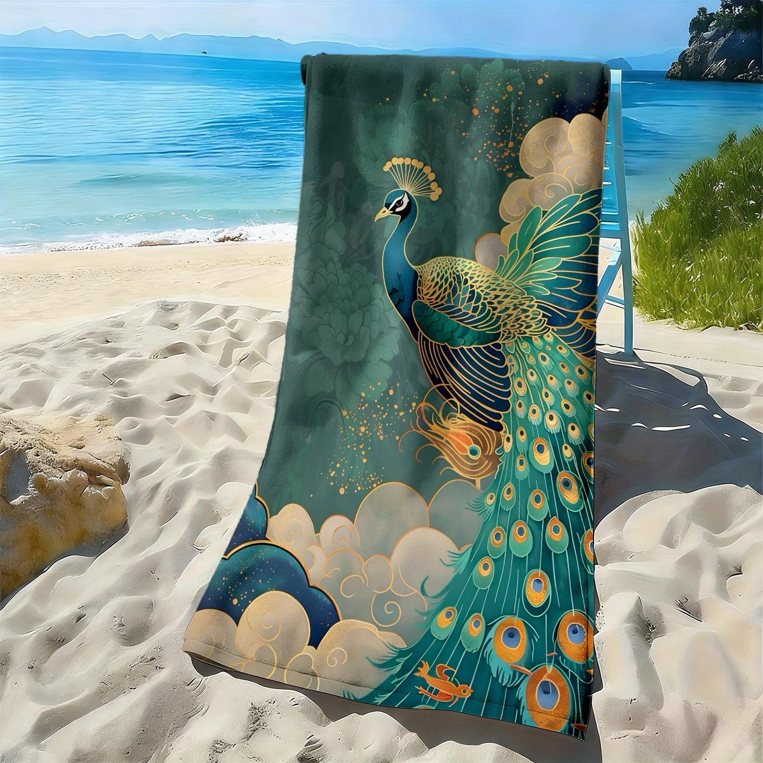 Exquisite patterns of peacocks polyester microfiber beach towel is highly absorbent, suitable for swimming and beach outings W30*H60(CM)
Exquisite patterns of peacocks polyester microfiber beach towel is highly absorbent, suitable for swimming and beach outings W30*H60(CM)