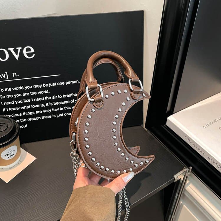 Moon Shape Rivet Chain Bag Women s Handbag кавовий
Moon Shape Rivet Chain Bag Women s Handbag кавовий