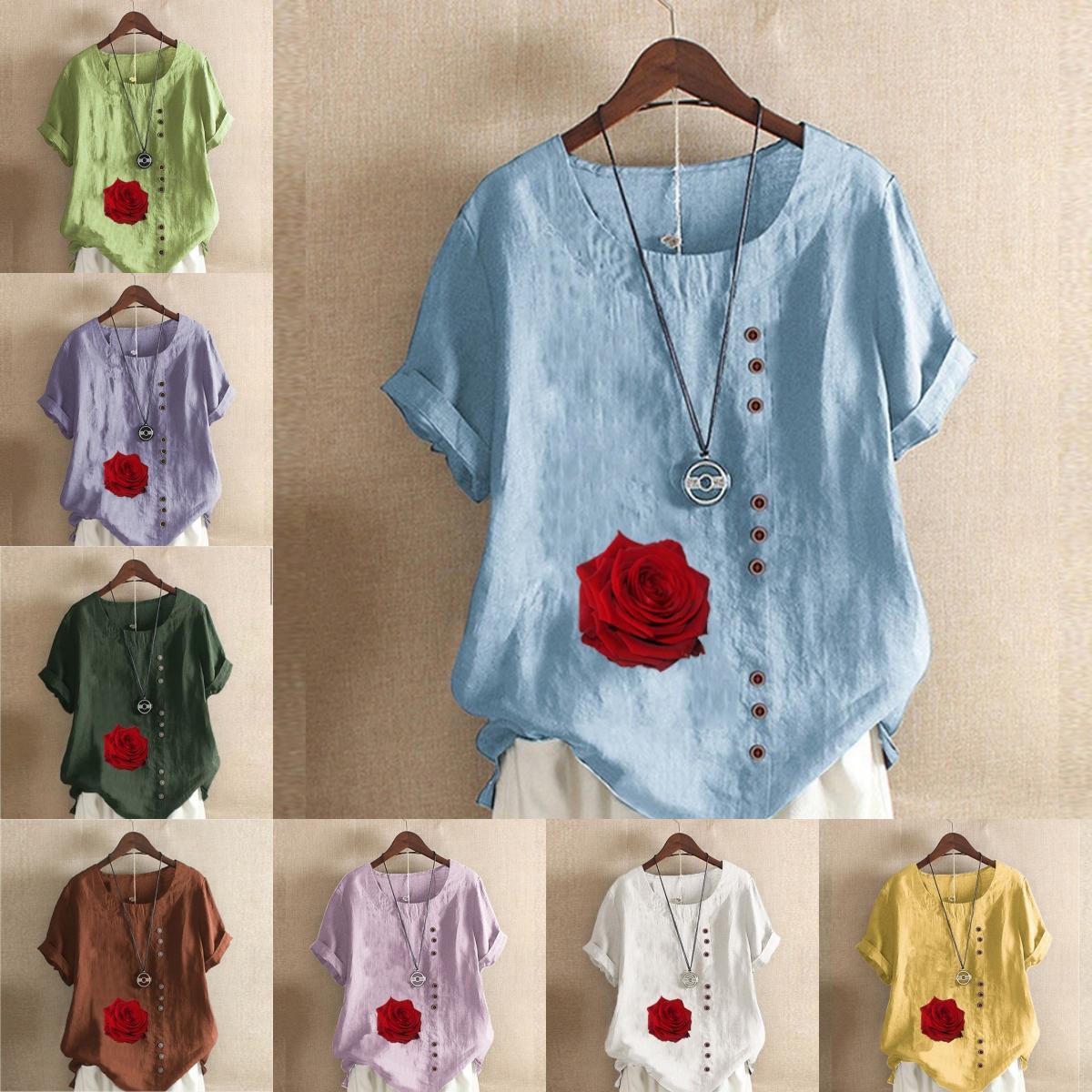 Women s Fashion Round Neck Short Sleeve T-shirt Casual Cotton Linen Graphic Shirt Flower Prined Summer Blouse Tops Plus Size 5XL зелений
Women s Fashion Round Neck Short Sleeve T-shirt Casual Cotton Linen Graphic Shirt Flower Prined Summer Blouse Tops Plus Size 5XL зелений