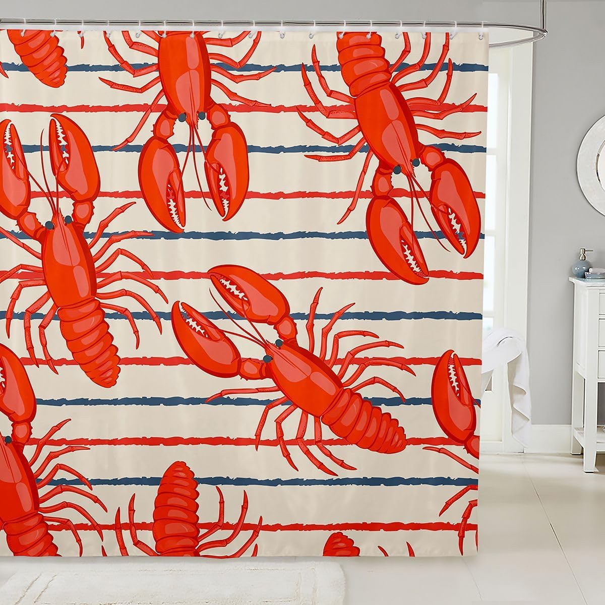 Nautical Lobster Pattern Waterproof Shower Curtain 180x180cm - Funny Marine Theme Fabric Bath Curtain for Kids & Adults 90x180cm35x71in
Nautical Lobster Pattern Waterproof Shower Curtain 180x180cm - Funny Marine Theme Fabric Bath Curtain for Kids & Adults 90x180cm35x71in