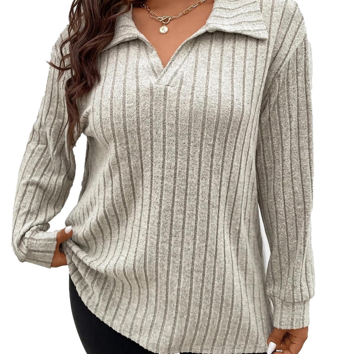 Женская футболка с V-образным вырезом в рубчик большого размера - Блузка с длинным рукавом из мягкого хлопка с начесом, свободного кроя, повседневный топ 5XL
Женская футболка с V-образным вырезом в рубчик большого размера - Блузка с длинным рукавом из мягкого хлопка с начесом, свободного кроя, повседневный топ 5XL