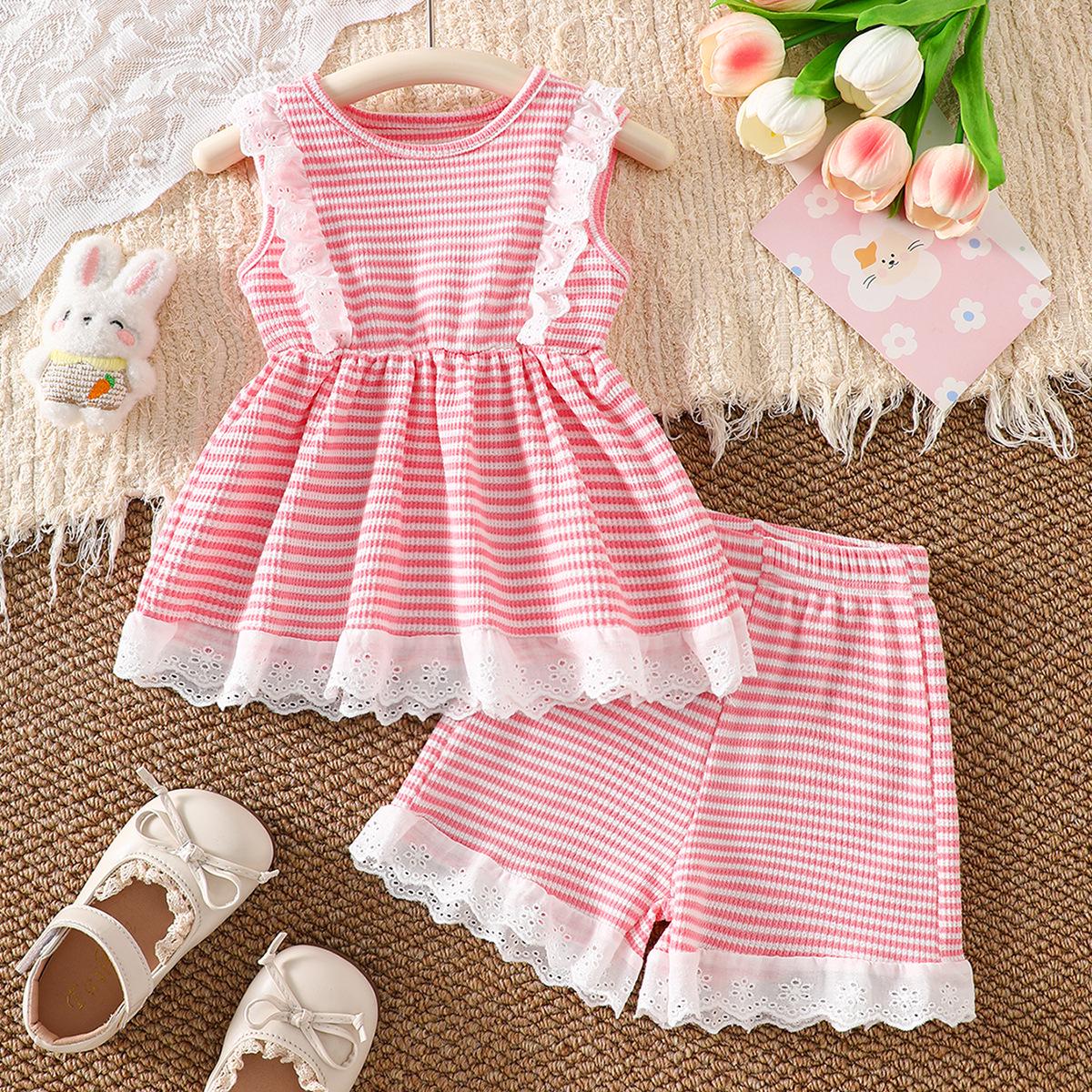 Hot-Selling Baby Girl Striped Lace Short-Sleeve Set 2-3 Years
Hot-Selling Baby Girl Striped Lace Short-Sleeve Set 2-3 Years