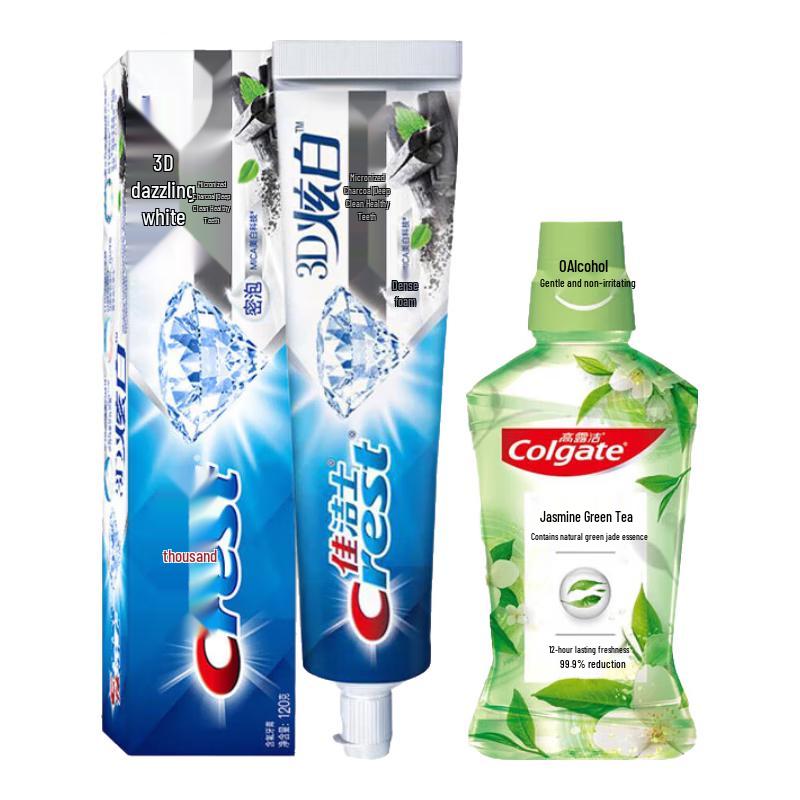 Crest 3D White Toothpaste & Colgate Mouthwash Set
Crest 3D White Toothpaste & Colgate Mouthwash Set