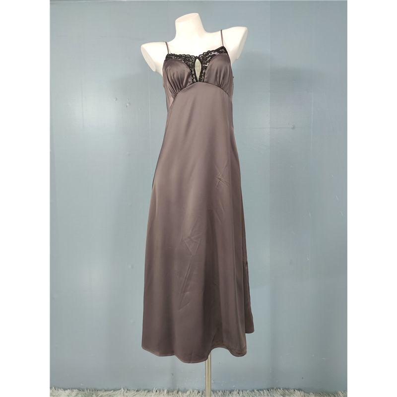 Внешняя торговля H Домашний слинг Чистое желание Личность Гяру Похудение Кружевная строчка Высококачественная гладкая ткань Модное платье Brown L