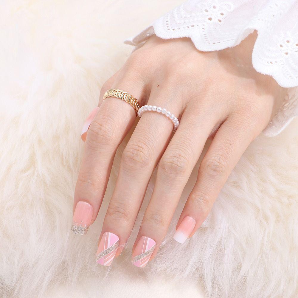 With Adhesive Tabs Full Cover Wearable Reusable Medium Press On Nails Set Square Head False Nails 04 
With Adhesive Tabs Full Cover Wearable Reusable Medium Press On Nails Set Square Head False Nails 04