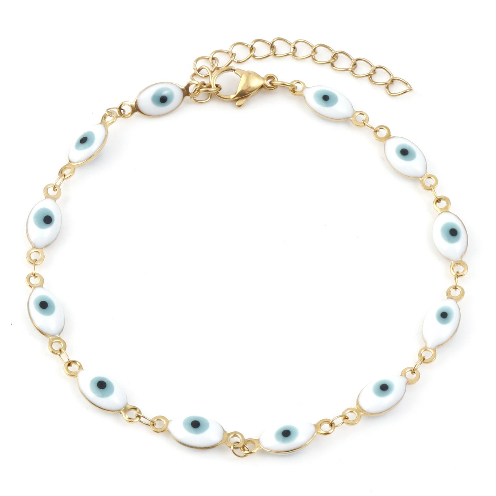 304 Stainless Steel Religious Anklet Gold Color Link Chain Multicolor Enamel Evil Eye Jewelry Gifts 22cm(8 5/8 ) long, 1 Piece белый
304 Stainless Steel Religious Anklet Gold Color Link Chain Multicolor Enamel Evil Eye Jewelry Gifts 22cm(8 5/8 ) long, 1 Piece белый