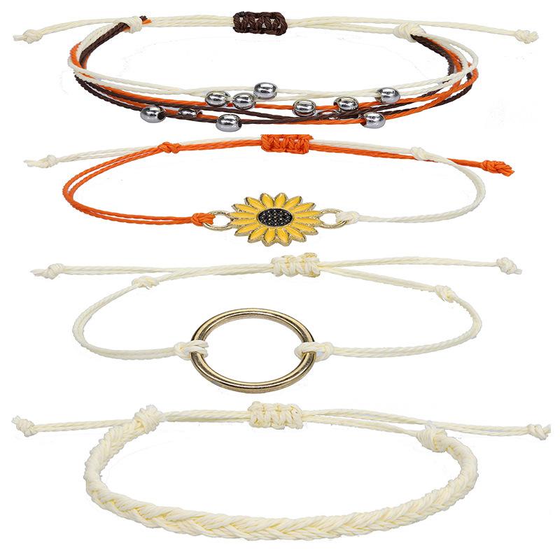 4pcs Set Beach Surfing Waterproof Wax Wire Hand Woven Round Bead Sunflower Bracelet for Women Friendship Boho Jewellery Gift
4pcs Set Beach Surfing Waterproof Wax Wire Hand Woven Round Bead Sunflower Bracelet for Women Friendship Boho Jewellery Gift