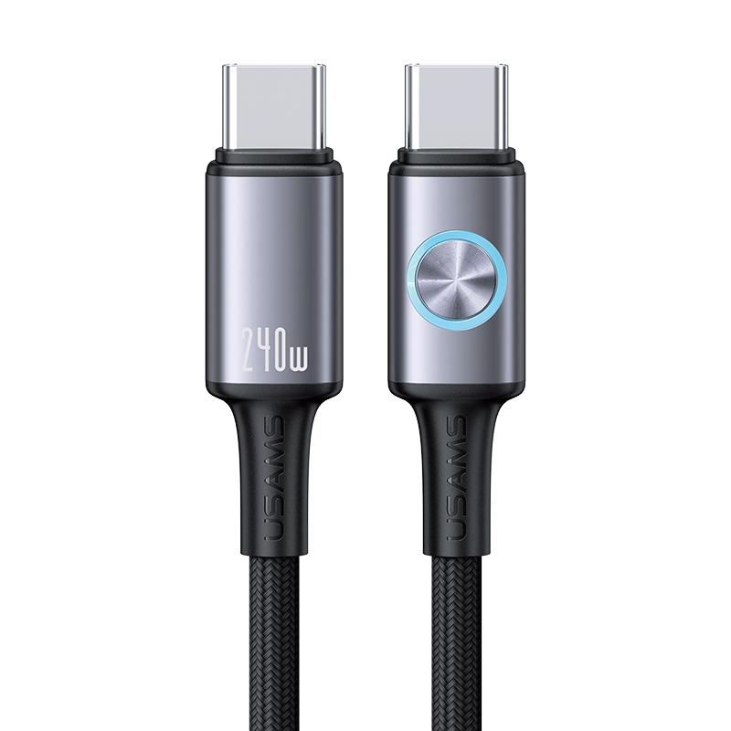 USAMS SJ751 1.2m 240W Type-C to Type-C Cable Aluminum Alloy Data Sync Cord with RGB Light A
USAMS SJ751 1.2m 240W Type-C to Type-C Cable Aluminum Alloy Data Sync Cord with RGB Light A