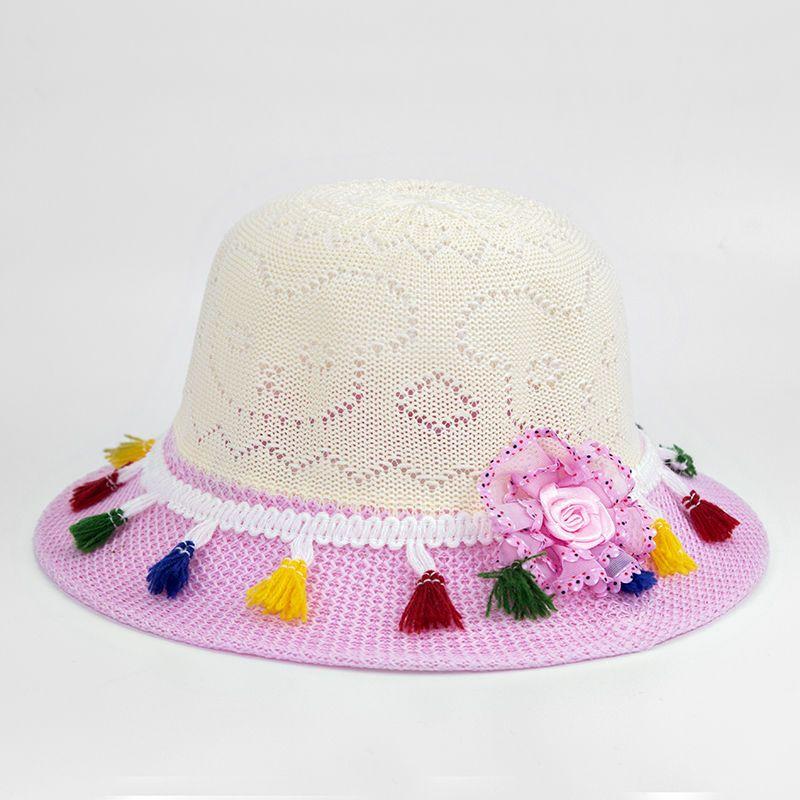 Детская шляпа, летняя солнцезащитная шляпа, козырек от солнца, шляпа с цветочным горшком, кисточка от солнца, шляпа для девочки