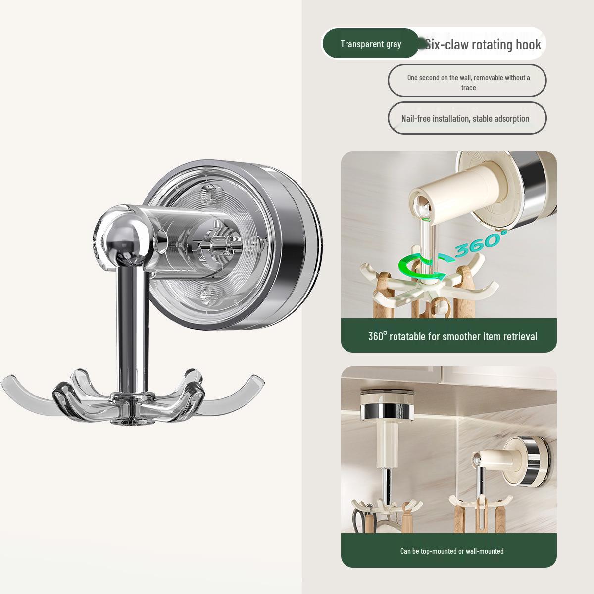 Six-Claw Suction Cup Rotating Hook: Multi-functional Wall-Mounted Pot Lid, Spoon, and Spatula Organizer.
Six-Claw Suction Cup Rotating Hook: Multi-functional Wall-Mounted Pot Lid, Spoon, and Spatula Organizer.