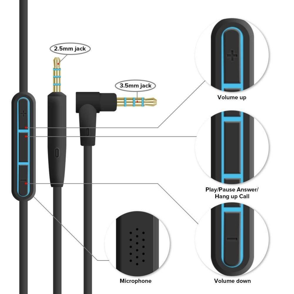 Noise Cancelling Headphone Audio Cable with Microphone Wired Headphone Cable in-line Control for BOSE QuietComfort 25 QC25 QC35 чорний
Noise Cancelling Headphone Audio Cable with Microphone Wired Headphone Cable in-line Control for BOSE QuietComfort 25 QC25 QC35 чорний