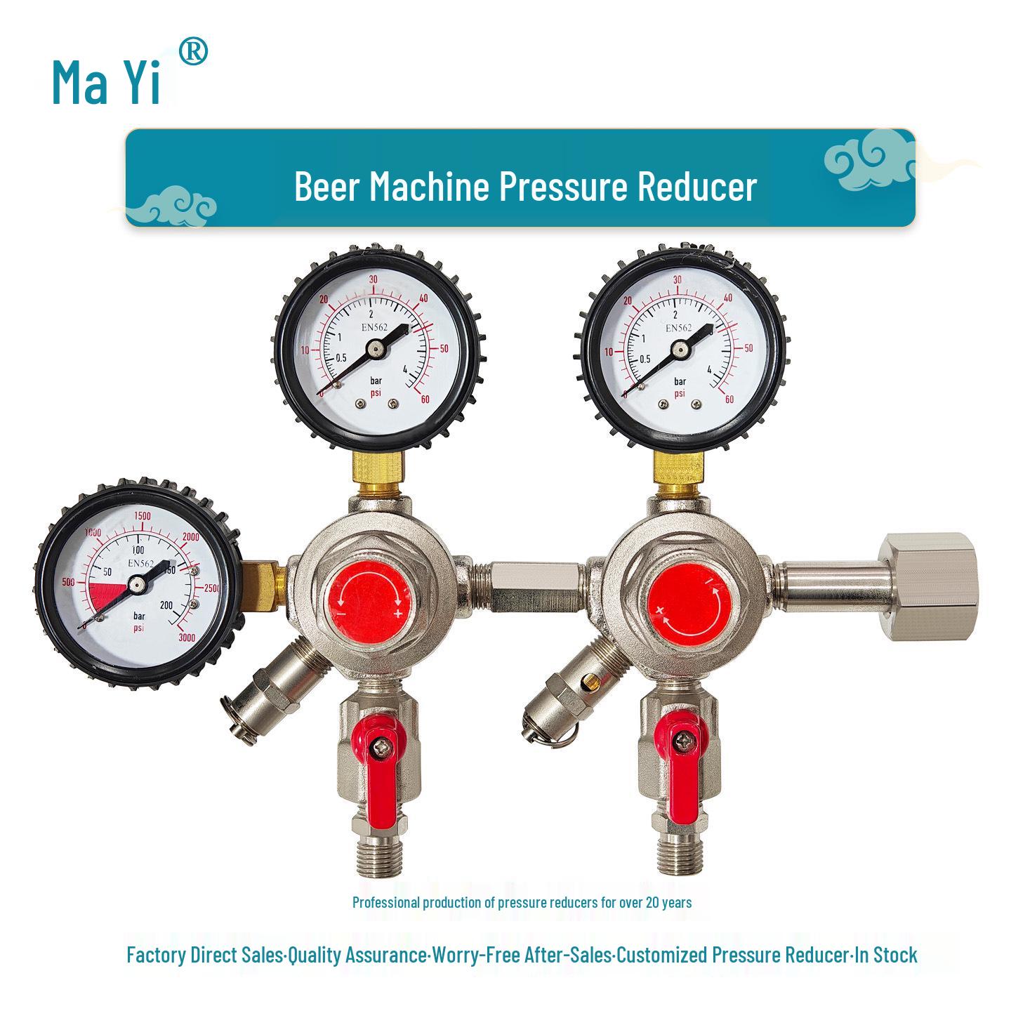 Dual-Pressure Beer and Soda Regulator with CO2 Valve Adjustment
Dual-Pressure Beer and Soda Regulator with CO2 Valve Adjustment