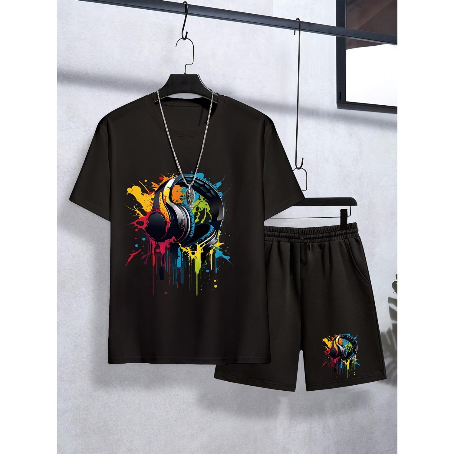 Summer Children s Colorful Earphones Printed Short Sleeve T-shirt Top and Shorts Bottom Children s Set 13-14 Years
Summer Children s Colorful Earphones Printed Short Sleeve T-shirt Top and Shorts Bottom Children s Set 13-14 Years