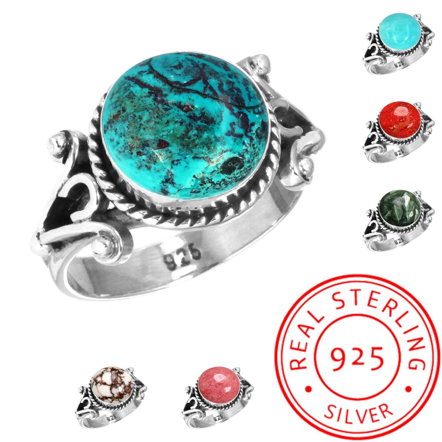 925 Sterling Silver Ring Women Gemstone Handmade Jewelry Engagement Gift Smithsonite Sponge Coral Seraphinite Shattuckite Thulith Wild Horse Solitaire 8
925 Sterling Silver Ring Women Gemstone Handmade Jewelry Engagement Gift Smithsonite Sponge Coral Seraphinite Shattuckite Thulith Wild Horse Solitaire 8
