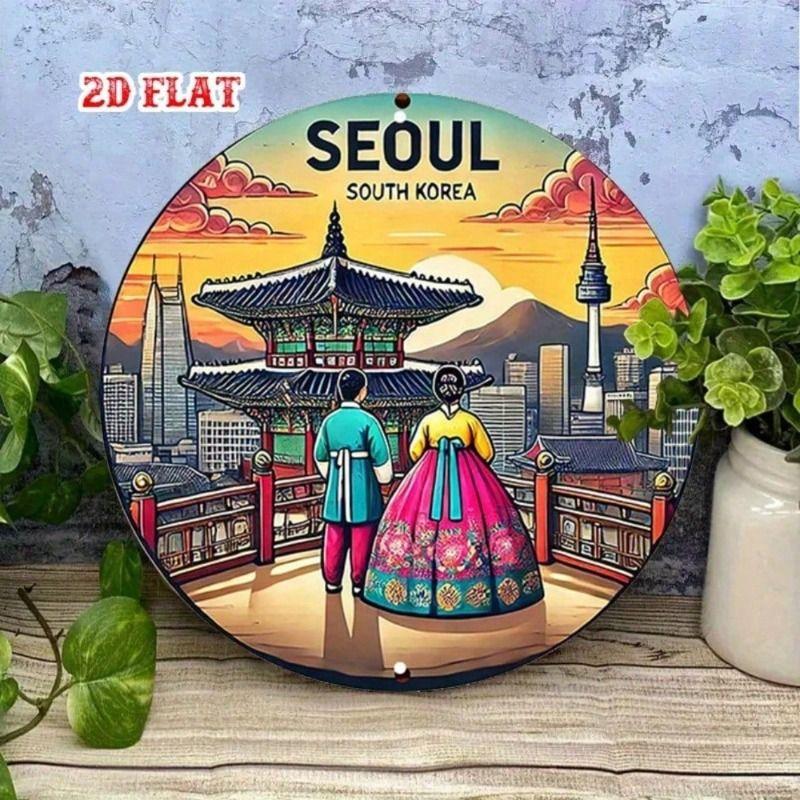 Vintage Seoul Korea Metal Wall Poster, Hanbok Cityscape with Namsan Tower for Living Room
Vintage Seoul Korea Metal Wall Poster, Hanbok Cityscape with Namsan Tower for Living Room