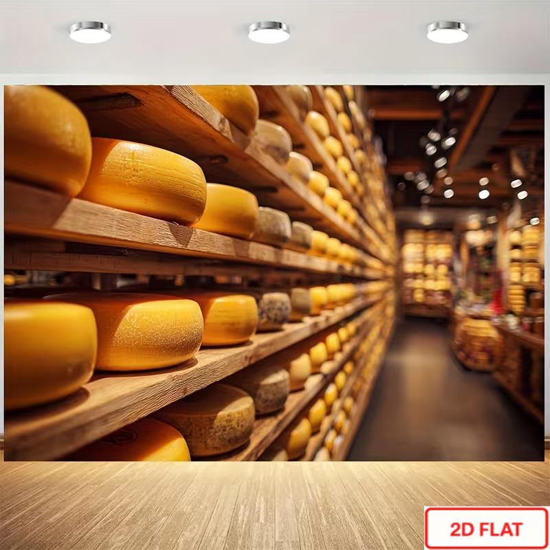 2D Cheese Factory Backdrop Industrial Cheese Cellar with Golden Cheese Wheels Themed Party Background 47.2x31.5inch/120*80cm
2D Cheese Factory Backdrop Industrial Cheese Cellar with Golden Cheese Wheels Themed Party Background 47.2x31.5inch/120*80cm
