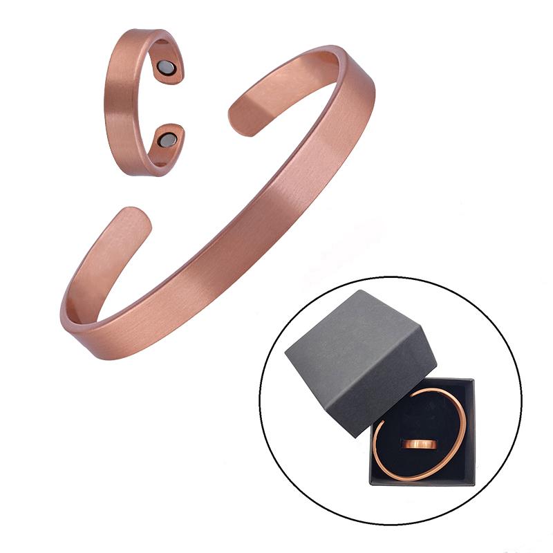 Set Pure Copper Bracelets and Rings Simplicity Cuff Magnetic Bangles for Women Men Arthritis Health Solid Copper Jewelry
Set Pure Copper Bracelets and Rings Simplicity Cuff Magnetic Bangles for Women Men Arthritis Health Solid Copper Jewelry