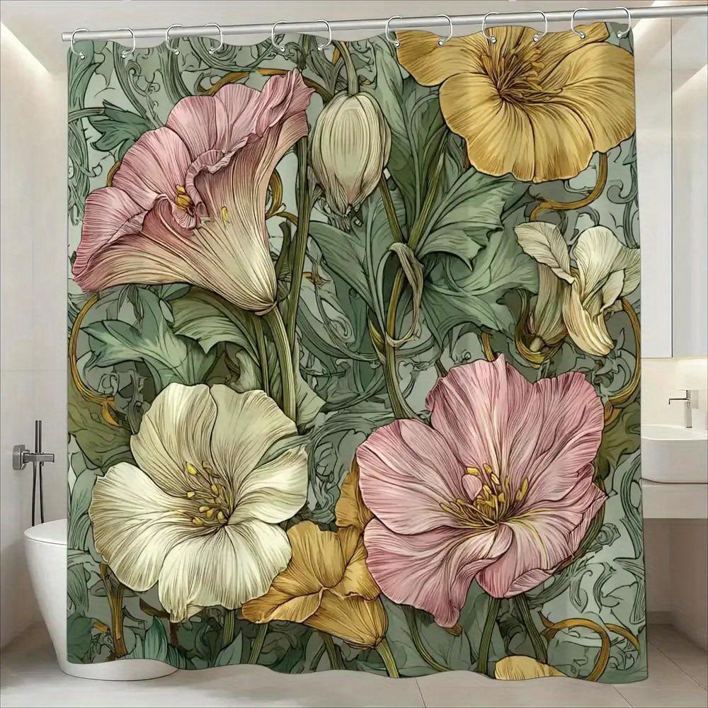Art Nouveau Floral Shower Curtain – Pink Yellow Blooms With Green Vine Scrollwork, 12 Hooks, 70.87×70.87 Waterproof Bath Decor W60H190(CM)-1 Pcs
Art Nouveau Floral Shower Curtain – Pink Yellow Blooms With Green Vine Scrollwork, 12 Hooks, 70.87×70.87 Waterproof Bath Decor W60H190(CM)-1 Pcs
