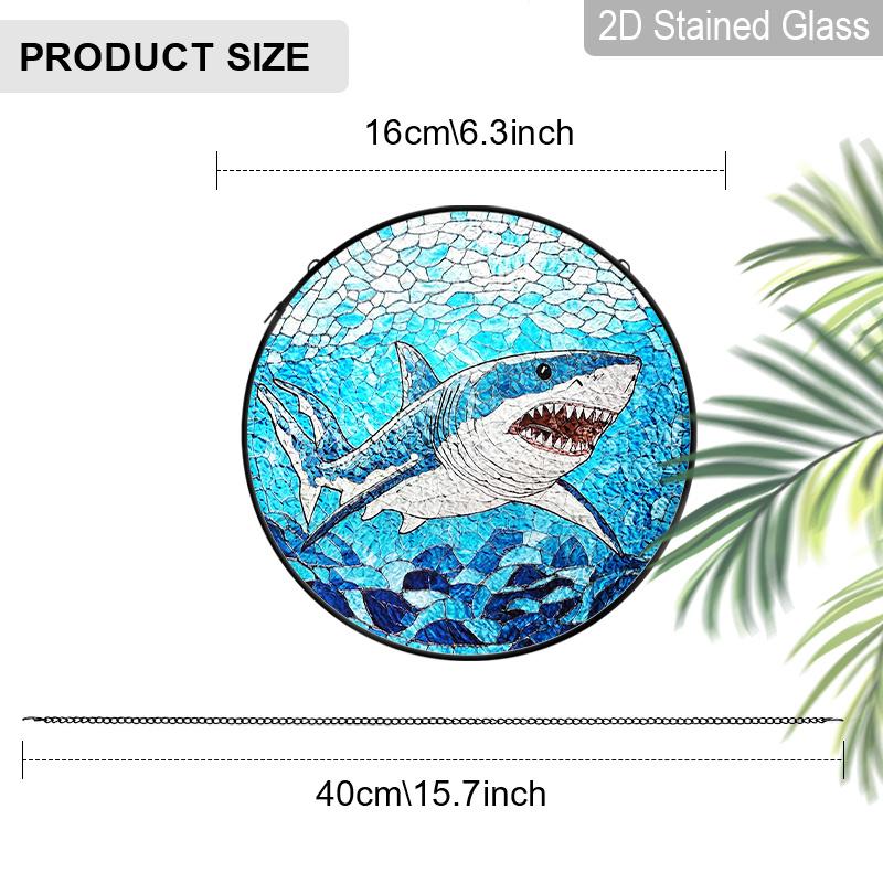 2D Flat Stained Glass Ocean themed shark Window Decoration, 7.87inches blue Colored Glass Plate with Chain, Charming summer Sun Catcher Home Decor 6.3inch
2D Flat Stained Glass Ocean themed shark Window Decoration, 7.87inches blue Colored Glass Plate with Chain, Charming summer Sun Catcher Home Decor 6.3inch