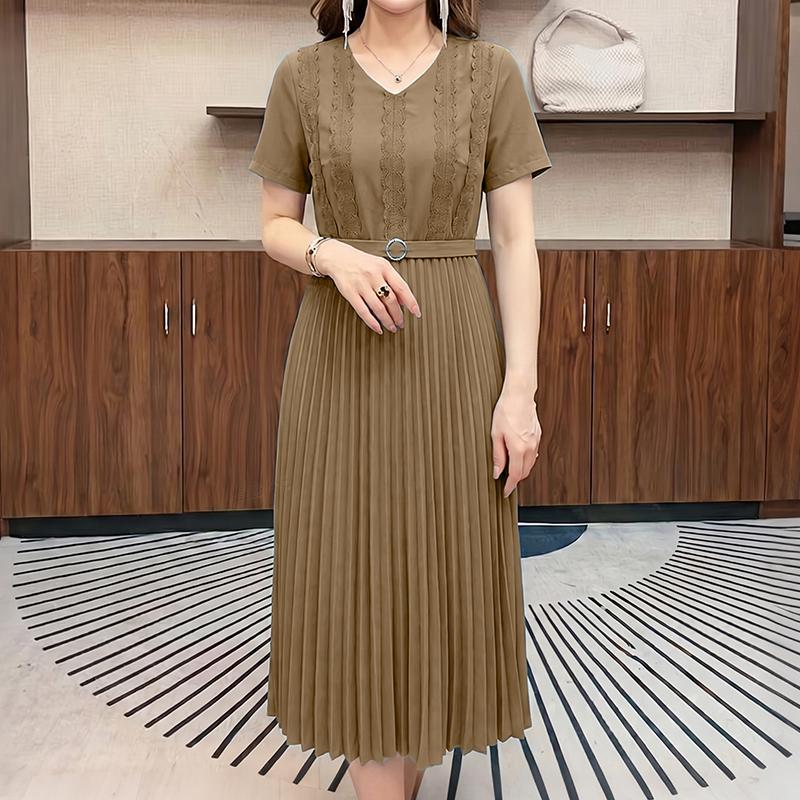 ZANZEA Women Casual V-Neck Solid Color Short Sleeve Pleated Dress 2XL хакі
ZANZEA Women Casual V-Neck Solid Color Short Sleeve Pleated Dress 2XL хакі