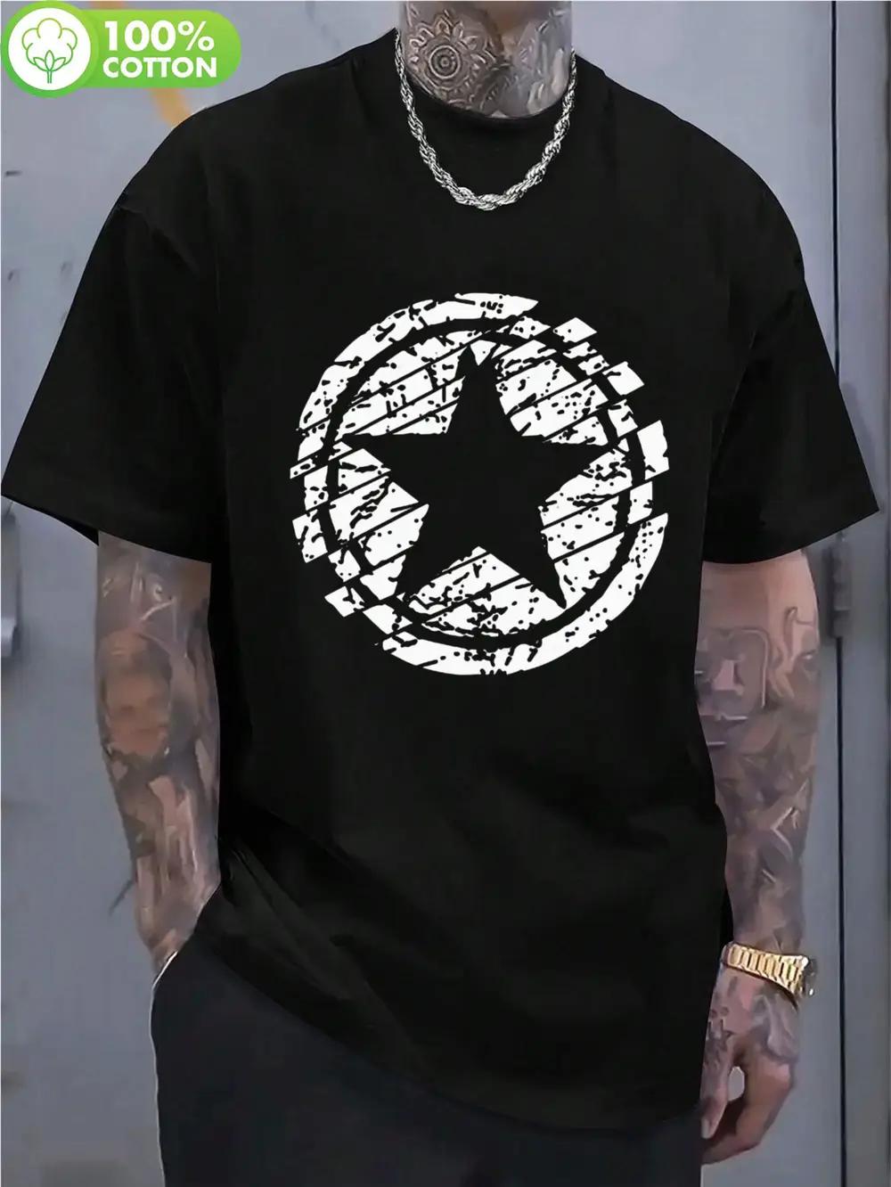 Classic Black T-shirt with Distressed White Star Print - 100% Cotton Soft & Breathable Crew Neck Tee XL
Classic Black T-shirt with Distressed White Star Print - 100% Cotton Soft & Breathable Crew Neck Tee XL
