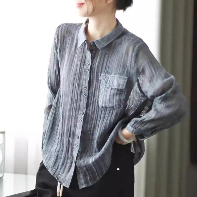 Johnature женские рубашки высокого качества однотонные весенние блузки с длинными рукавами и отложным воротником с карманами женские рубашки
Johnature женские рубашки высокого качества однотонные весенние блузки с длинными рукавами и отложным воротником с карманами женские рубашки