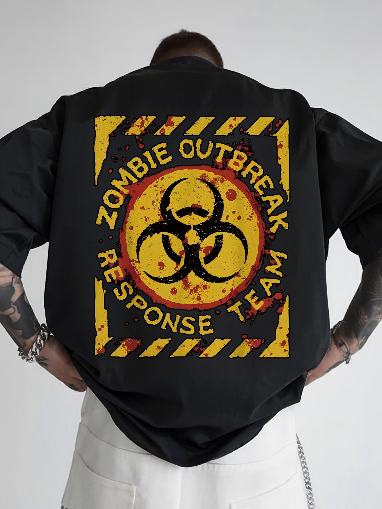 Graphic T-shirt - Funny Zombie Outbreak Response Design Back Print - Black Shirt with Biohazard Symbols - Lightweight Polyester Tee for Halloween XXXXL
Graphic T-shirt - Funny Zombie Outbreak Response Design Back Print - Black Shirt with Biohazard Symbols - Lightweight Polyester Tee for Halloween XXXXL