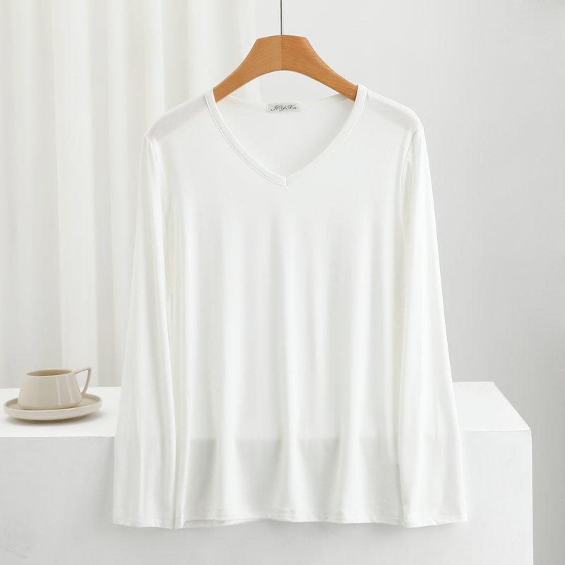 Женский базовый топ с V-образным вырезом и длинным рукавом из модала - Весна/Осень однотонный XXL (130-155 lbs)
Женский базовый топ с V-образным вырезом и длинным рукавом из модала - Весна/Осень однотонный XXL (130-155 lbs)