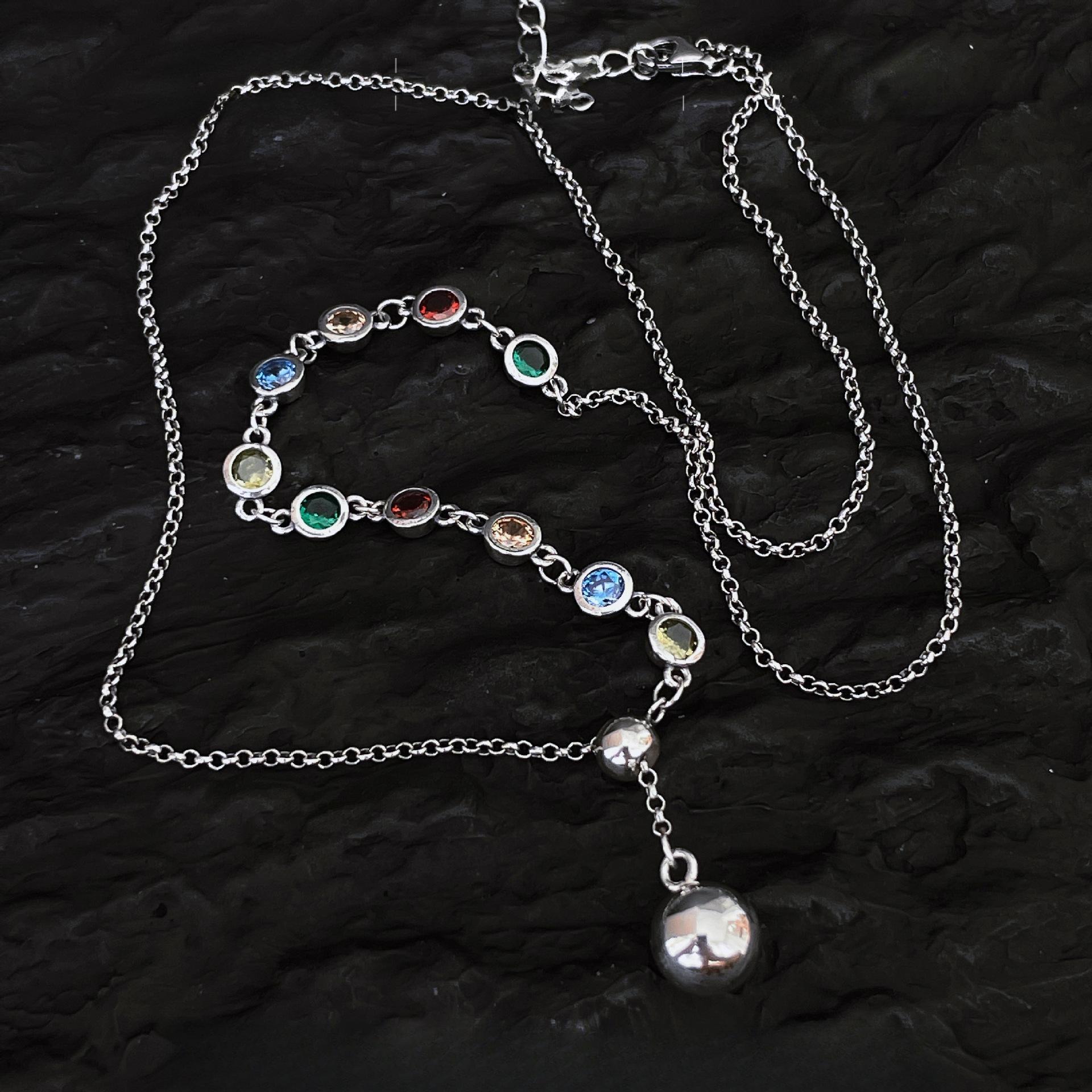 Rainbow flash zirconium round bead pull necklace women s collarbone chain niche design sense annual trend
Rainbow flash zirconium round bead pull necklace women s collarbone chain niche design sense annual trend